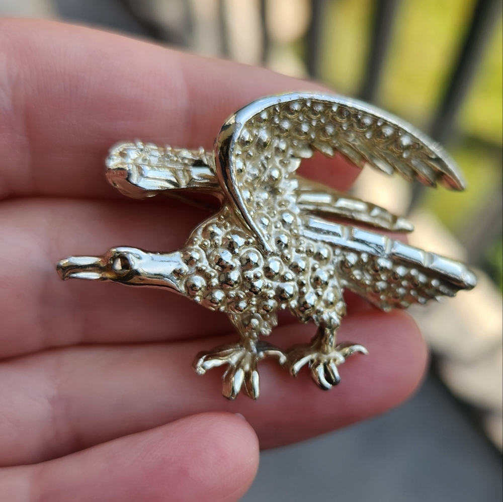 Vintage Silver Tone Eagle Brooch Estate Sale Find